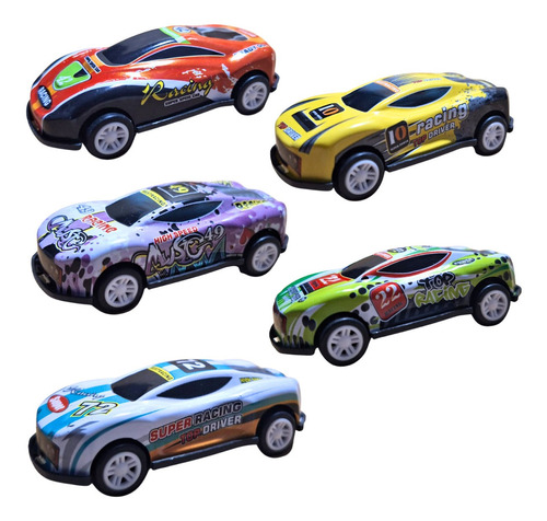 Kit Com 5 Carrinhos De Fricção De Metal Similar Ao Hotwheel