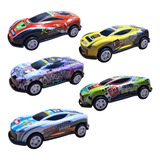 Kit Com 5 Carrinhos De Fricção De Metal Similar Ao Hotwheel