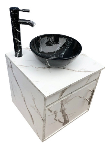 Gabinete Flotante +lavabo Ovalin Cristal +llave Monomando 