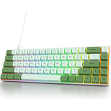 Teclado Para Juegos Owpkeenthy Wired 65% Mecánico Matcha Ke.