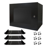 Caixa Rack Organizador 8u 350mm Porta Acrílica 3 Bandejas