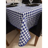 Toalha Para Mesa 14 Lugares Retangular 4,00x1,50 Xadrez Azul