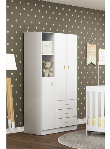 Guarda Roupa Ditália 3 Portas 3 Gavetas Bb-322 Branco