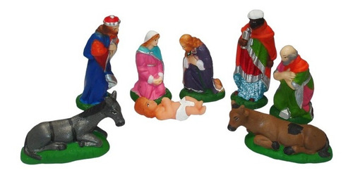 Pesebre De 12 Cm En Caucho Pvc 8 Figuras En Color