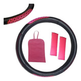 Cubre Volante Zigzag + Bolsita + C/cinturones Rosa