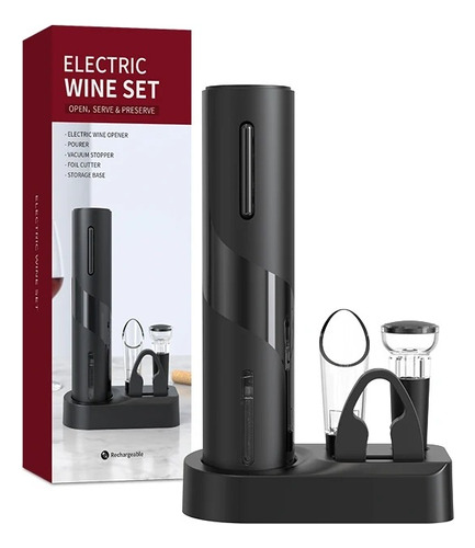 Kit Abridor De Vinho Saca Rolha Elétrico Recarregável Usb