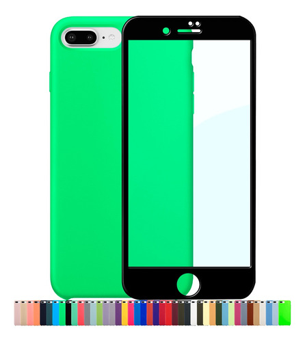 Capinha Silicone Veludo Compatível iPhone 7 8plus + Película