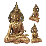 Escultura Yoga Zen Buda Tibetano Dorado 30cm Original Gsc 