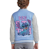 Chamarra Beisbolera Stitch Bordada Tipo Universitaria Niños