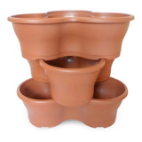 6 Vaso De Planta Empilhar+ 1 Prato De Vaso Redondo Terra Nº4