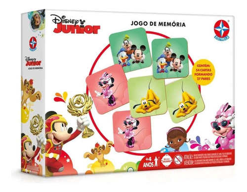 Jogo Da Memória Infantil Disney Junior 54 Cartas Estrela