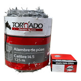 Alambre De Púas Calibre 14.5 X 125mts Rollo + Grapa Cerca 