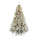 Snow Flocked Artificial Holiday Pino Pino Para Casa, Oficina