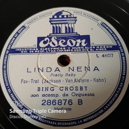 Pasta Bing Crosby Y The Ken Darby Singers Odeon C150