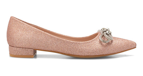 Zapato Ballerina Plana Mujer Puntiaguda Moño Glitter Weide