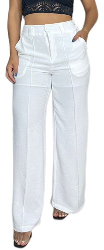 Calça Feminino Alfaiataria Wide Leg Pantalona Cintura Alta