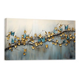 Cuadro Arbol Rama Mariposas De Lujo Canvas Grueso 120x60 Cm Armazón Bastidor De Madera