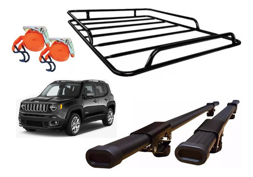 Barras Porta Equipaje Jeep Renegade + Parrilla + Cinta X2