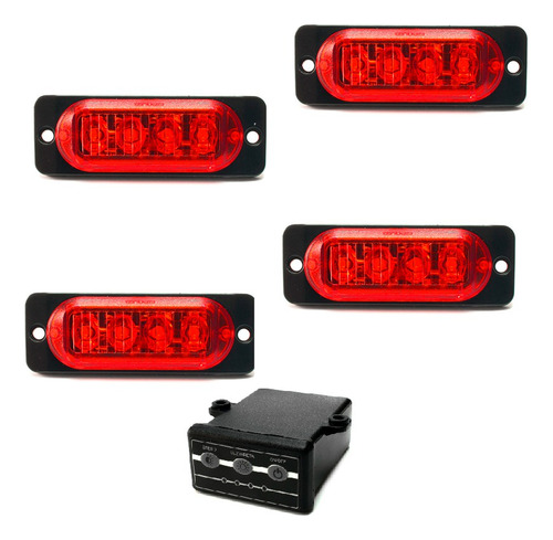 Estrobo Com 4 Placas Led Smd 12v 24v Efeitos Carro Moto