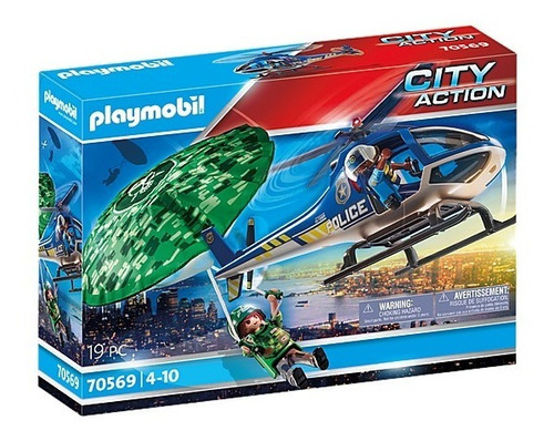Playmobil Helicóptero Polícia: Perseguição Paraquedas 70569
