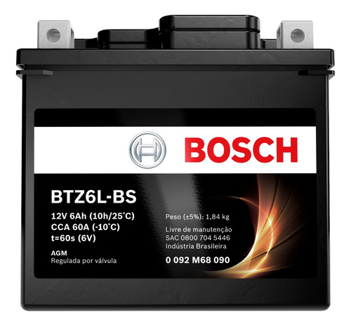 Bateria Moto Crf 230 12v 5ah Bosch Btz5l-bs