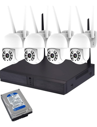 Kit Nvr Wifi Sistema De 04 Camaras De Seguridad Ip Ptz 3 Mp