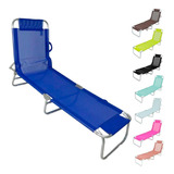 Cadeira Espreguiçadeira Textilene Em Alumínio Bel Cor Azul