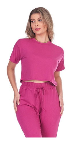 Conjunto Feminino Calça Feminina Cintura Alta E Blusa Malha