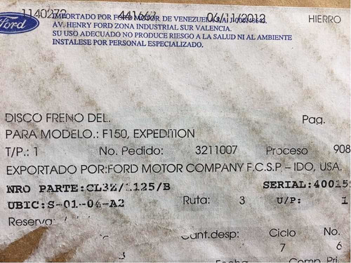 Disco Fren Delantero Ford Expedition  Ford F150 Original Foto 6