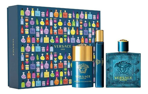 Set De Perfume Gianni Versace Eros De 3 Piezas Para Hombre E