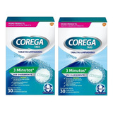 Pack X2 Corega Tabs 3minutos Limpiador Prótesis Dentales X30