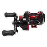 Carretilha Pesca 18+1 Rolamentos Fishing Real - Lado Direito Cor Preto E Vermelho Lado Da Manivela Esquerdo