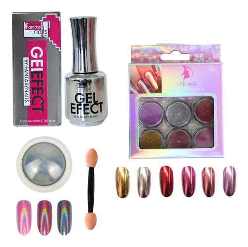 Kit De Efectos Para Uñas 6 Efecto Espejo Unicornio Top Uñas 