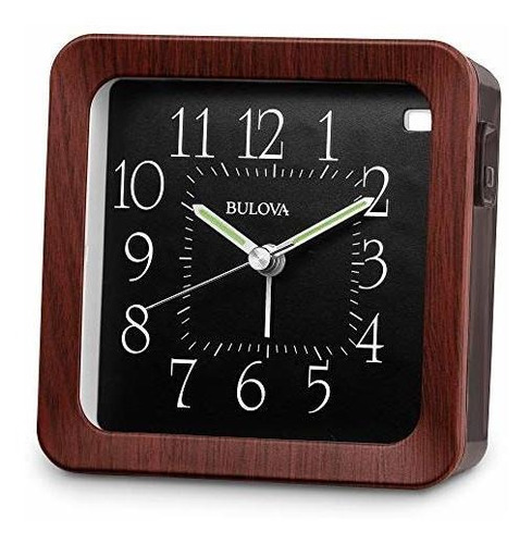 Reloj Despertador Bulova B1870 Manor, Veteado De Madera Marr