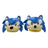 Pantufa Pelucia Sonic 3d Infantil Solado De Borracha Sega