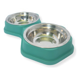 Plato Para Perro Y Gato De Acero Inoxidable 3 Pzas Turquesa