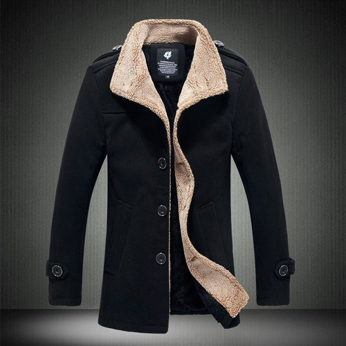 Chaqueta De Lana For Hombre Con Cuello Alto