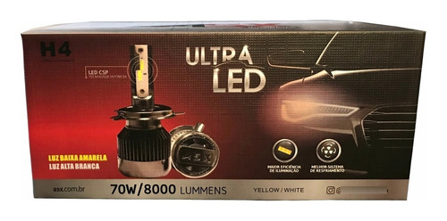 Lampada Led H4 Dual Color Asx 8000l 6000k 4500k 70w C/coller