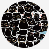 40 Stickers Gato Negro Kawaii