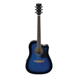 Guitarra Acústica Ibanez Pf15ece Para Diestros Transparent Blue Sunburst High Gloss Brillante