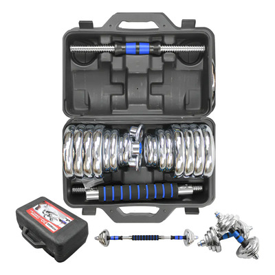 Kit Mancuernas Pesas Barra Discos Ejercicio Gym 30kg+guantes Azul | Envío gratis
