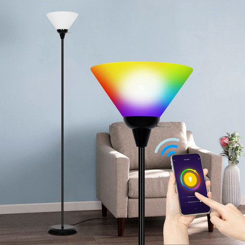 Torchiere Lámpara De Pie Led Con Bombilla Inteligente Rgb, M