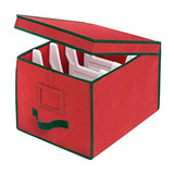 Caja De Luz Navideña Organizadora Roja Ribete Verde