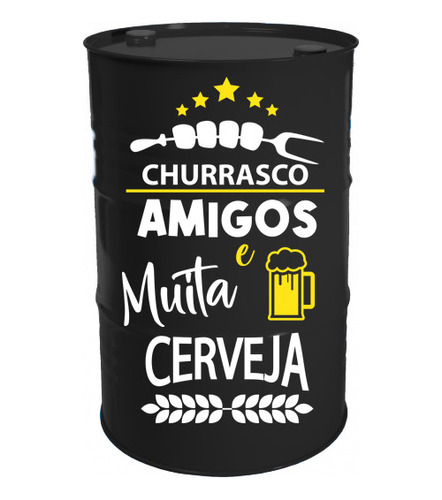 Adesivo Decorativo Barril 200l - Churrasco Amigos E Cerveja