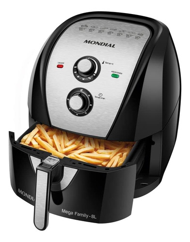 Fritadeira Sem Óleo Air Fryer 8l Mondial Preto/inox1900w 110