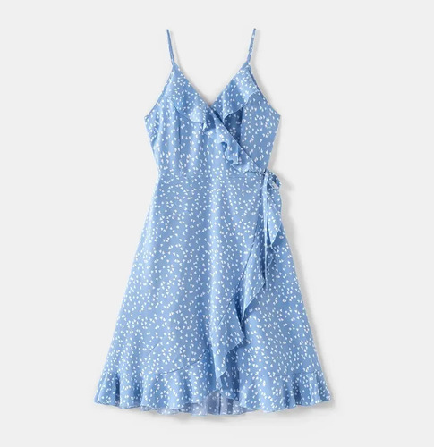 Vestido A Duo Celeste De Tirantes Diseño Corazones - Mama