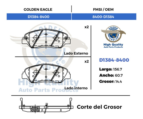 Pastilla De Freno Delantera  Kia Sorento 02 Al 09 8400 Foto 2