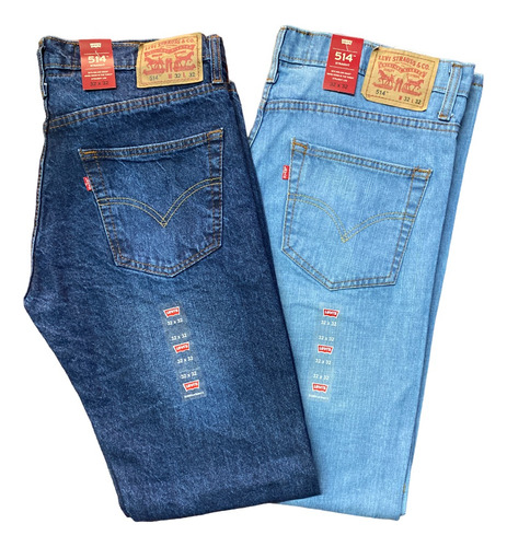 2 Pantalones Corte Recto Hombre 514 Mezclilla Rígida Confort