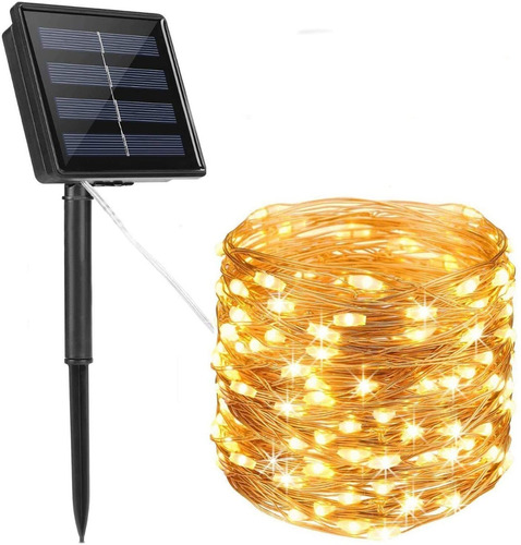 Lámpara Solar Luces Tira Led Al Aire 12 Mts 100 Led Navidad