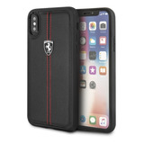 Funda Case Piel Negra Ferrari Plata Compatible iPhone X/xs